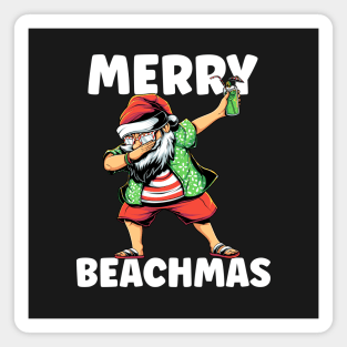 Merry Beachmas Dabbing Beach Santa Christmas Magnet